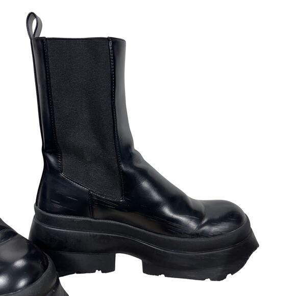 ZARA Platform Lug Sole Chelsea Boots Black Stretch Ankle Boot Size EUR 36 - Picture 5 of 12